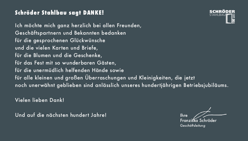 100 Jahre Schroeder Stahlbau - Danke 2